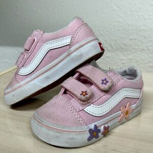 Vans Pink Kids Shoes with Floral Design